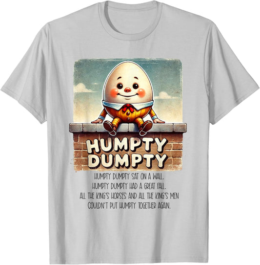 Humpty Dumpty Kids Nursery Rhyme Retro Humpty Dumpty Poem T-Shirt - T-Shirt | Ash