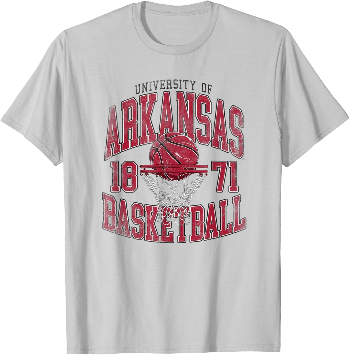 University of Arkansas Razorbacks Collegiate Basketball Hoop T-Shirt - T-Shirt | Ash