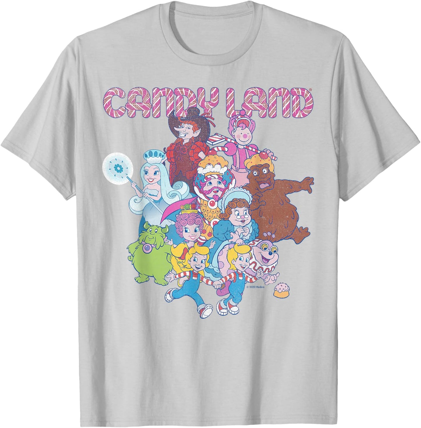 Candy Land Retro Game Characters Group Shot Logo T-Shirt - T-Shirt | Ash