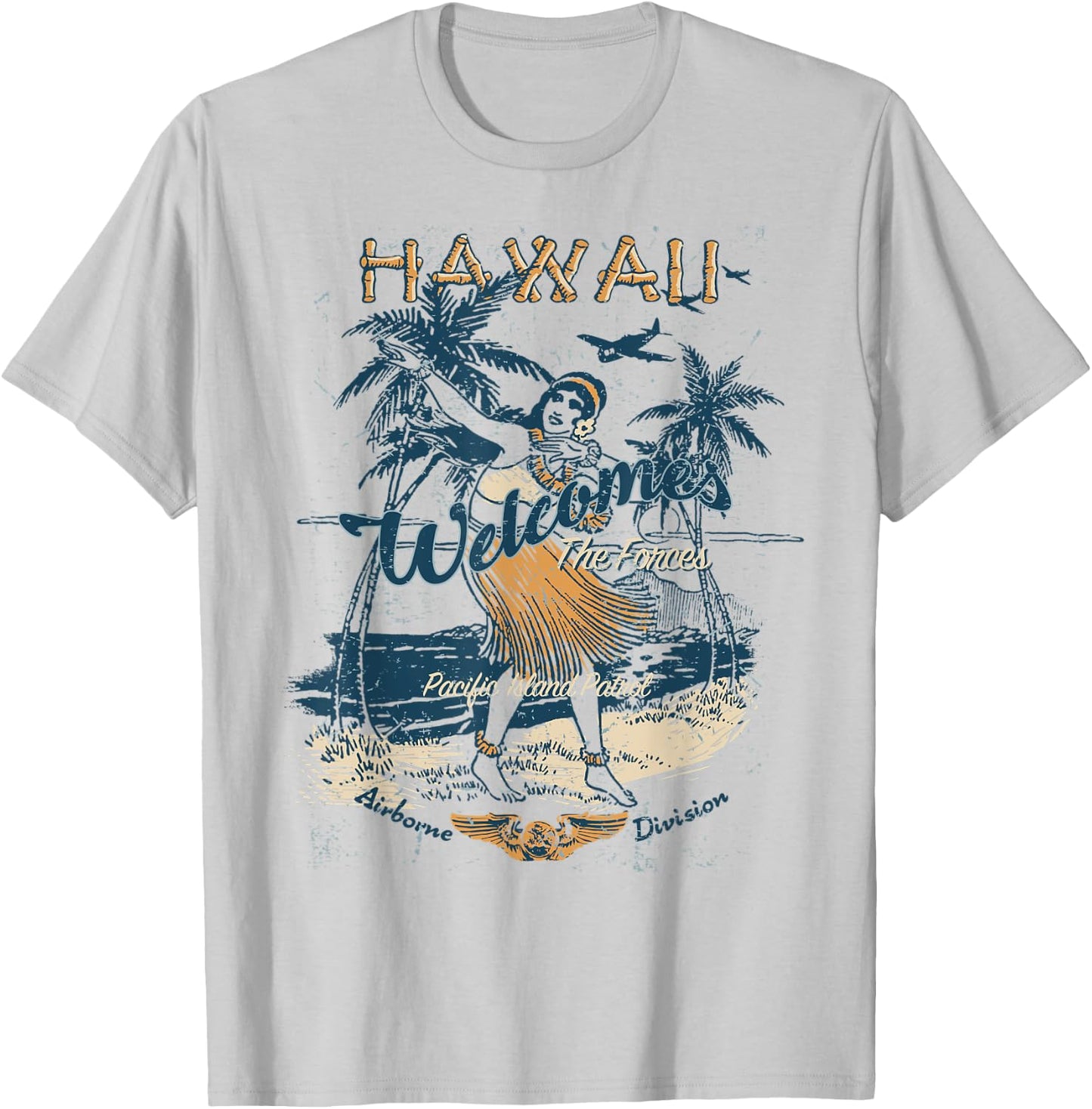 Hawaii Welcomes The Forces Summer Vibes Beach Aloha Patriot T-Shirt - T-Shirt | Ash