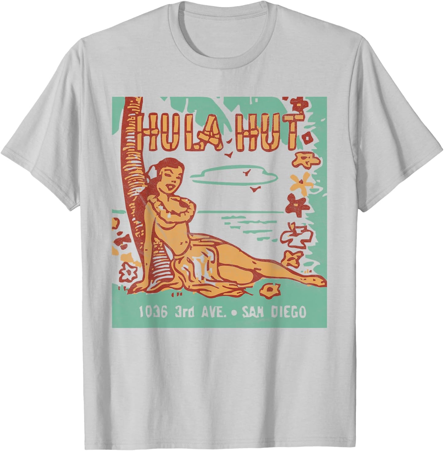 Hula Hut/Vintage Tiki Bar/Summer Vacation T-Shirt - T-Shirt | Ash
