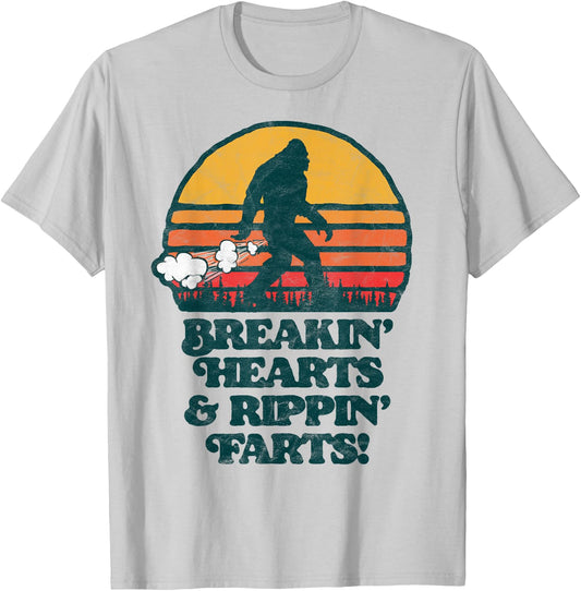 Sasquatch Breakin Hearts & Rippin Farts! Funny Bigfoot Sun T-Shirt - T-Shirt | Ash