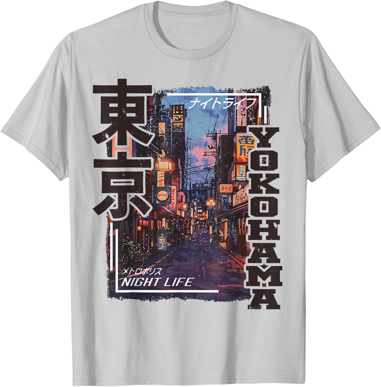 Yokohama City Retro Japan Aesthetics Streets of Yokohama T-Shirt - T-Shirt | Ash