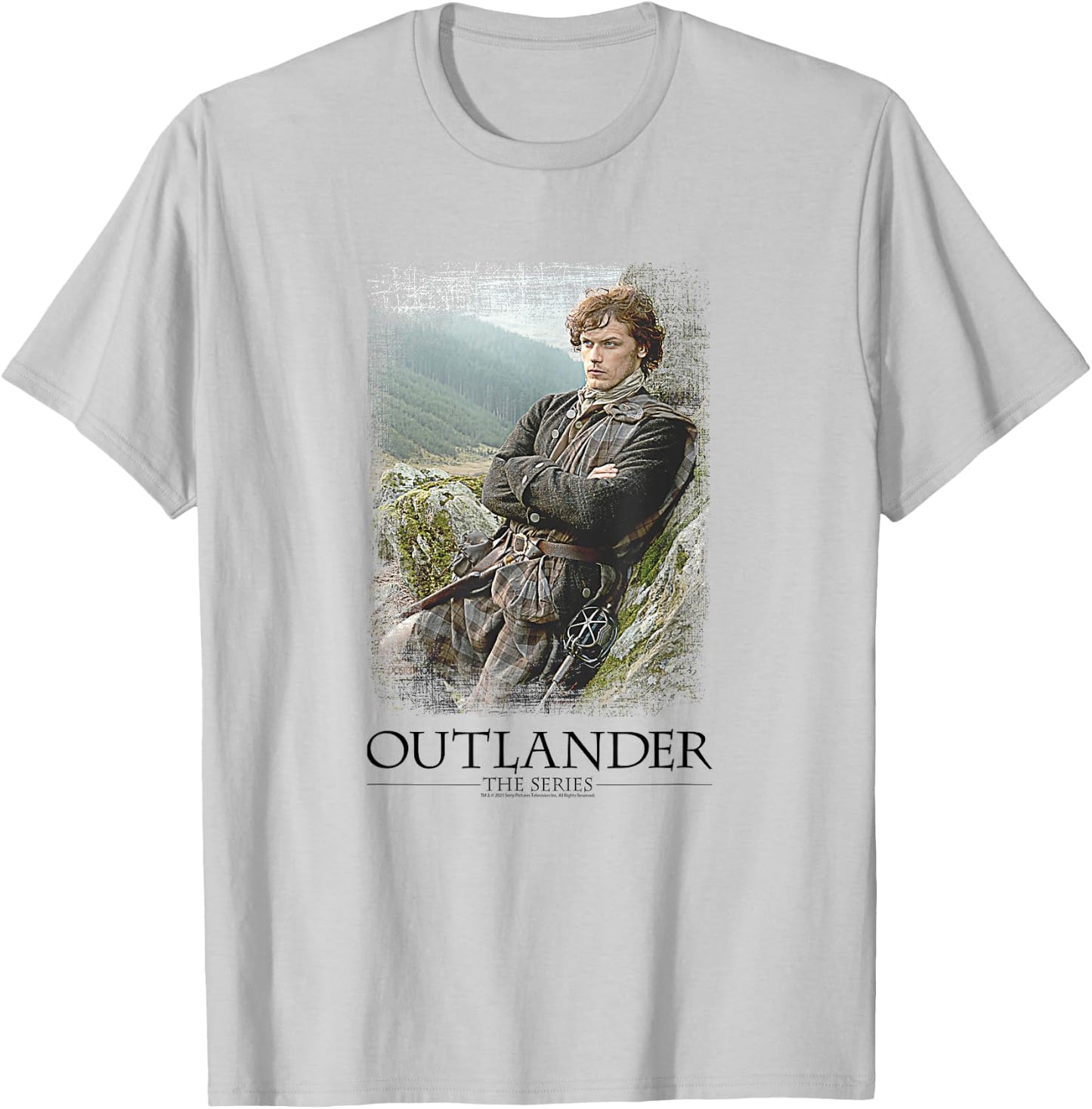 Outlander Jamie with Series Logo T-Shirt - T-Shirt | Ash