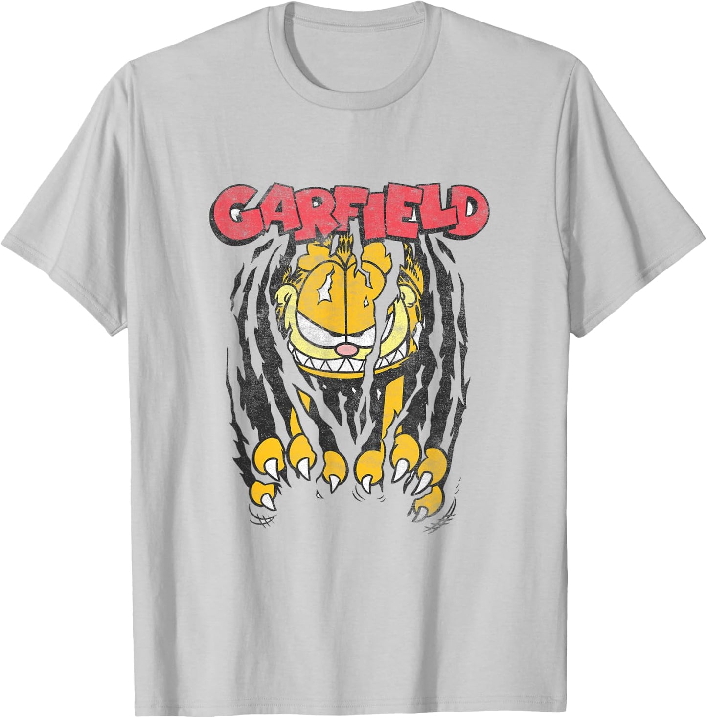 Garfield Vintage Classic Comic Cat Scratch Menacing Face T-Shirt - T-Shirt | Ash