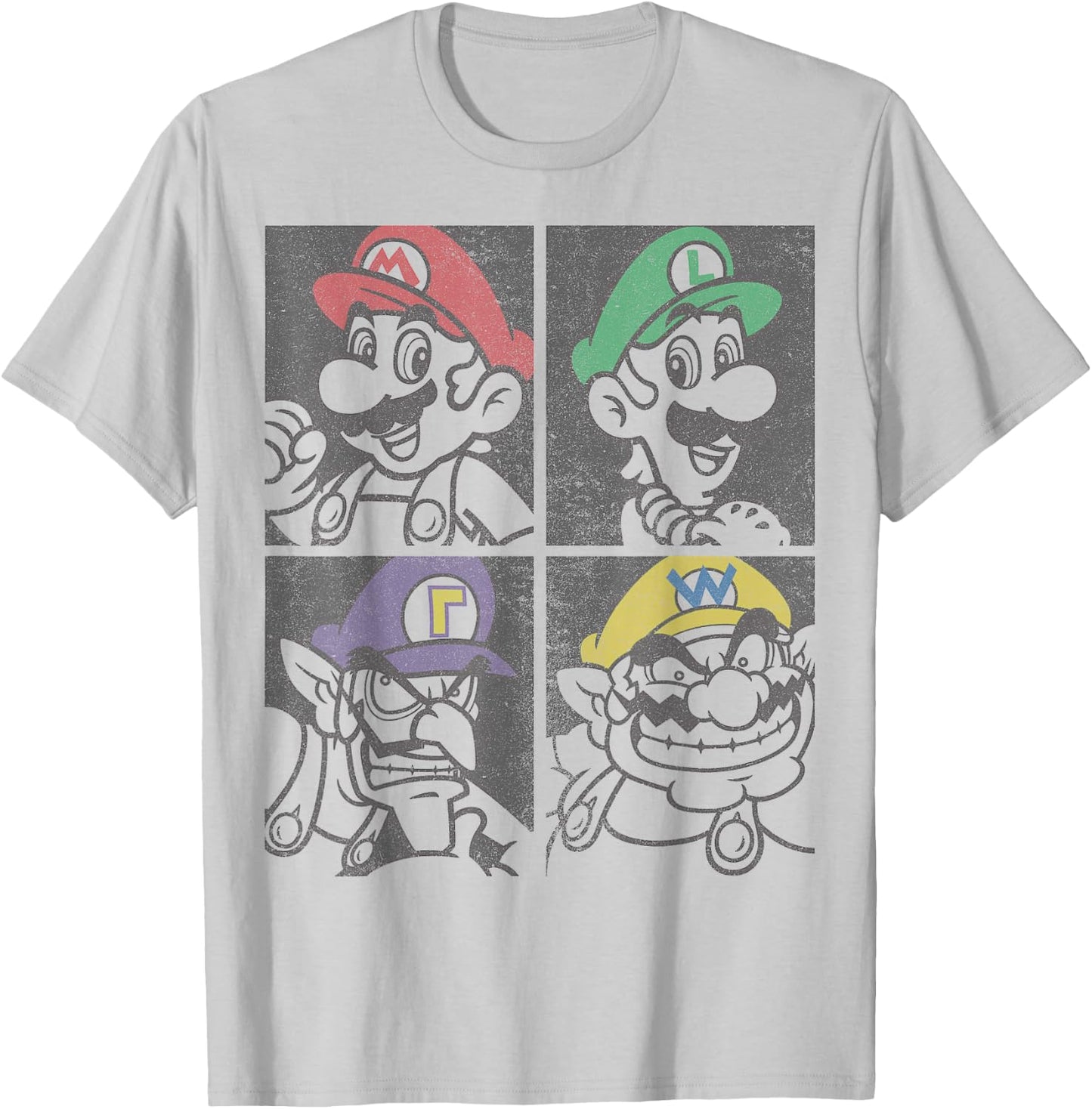 Super Mario Mario Luigi Wario Waluigi Box Up T-Shirt - T-Shirt | Ash