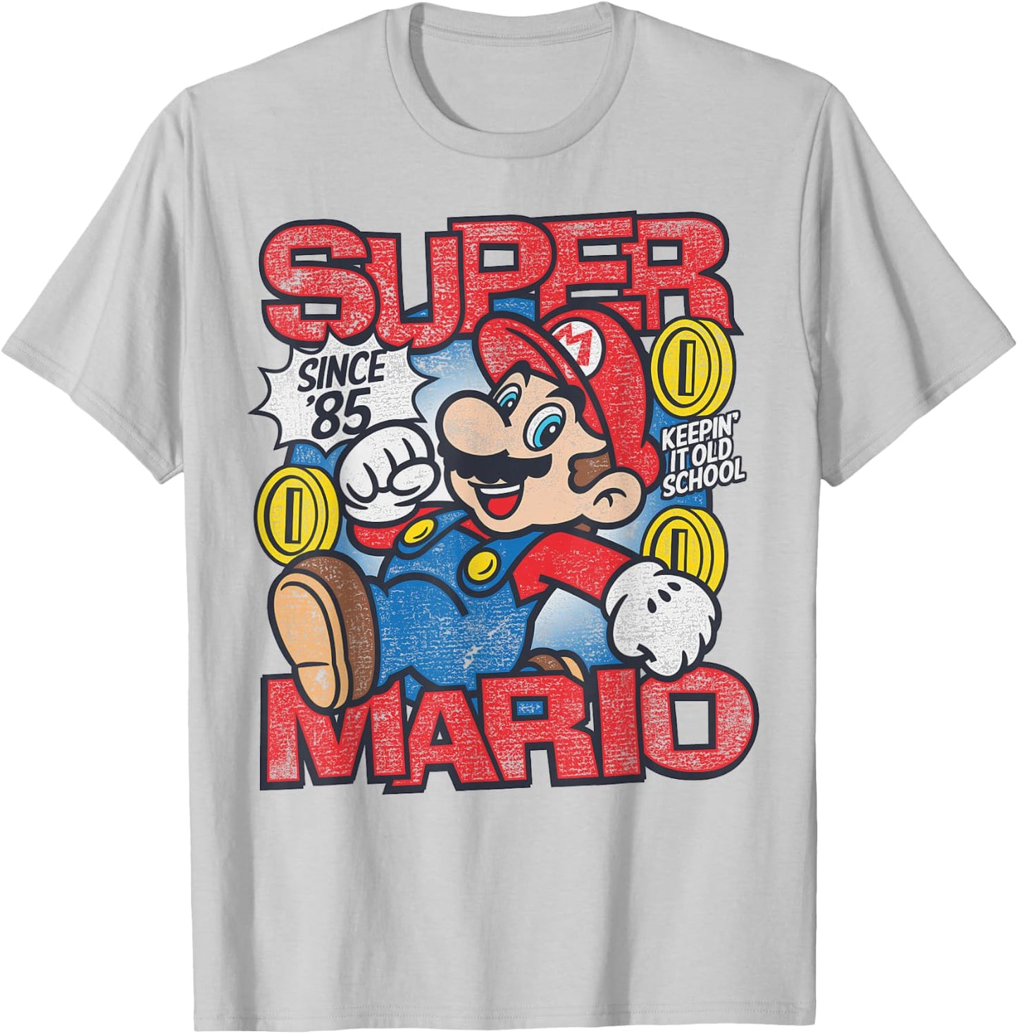 Super Mario Bros Mushroom Kingdom Since '85 Vintage T-Shirt - T-Shirt | Ash