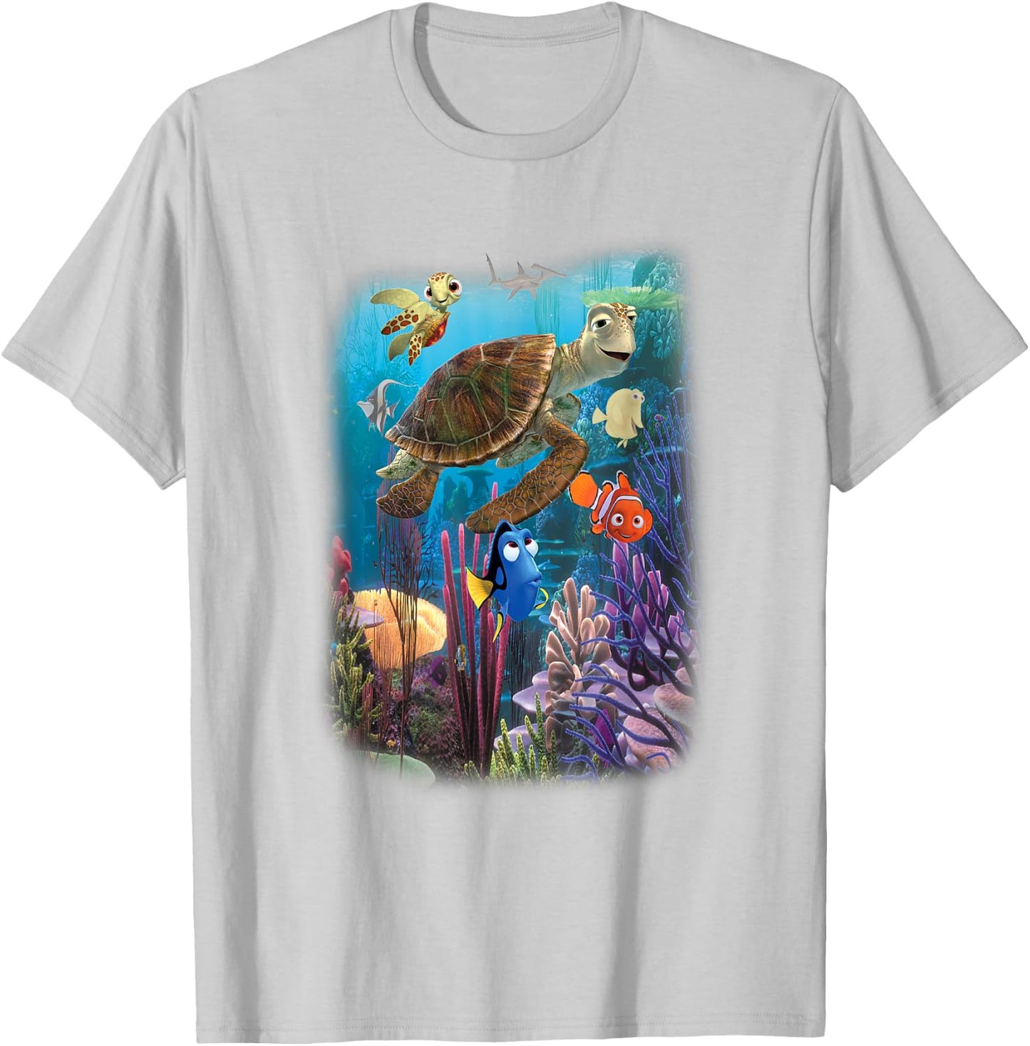 Disney Pixar Finding Nemo Under The Sea Characters Collage T-Shirt - T-Shirt | Ash