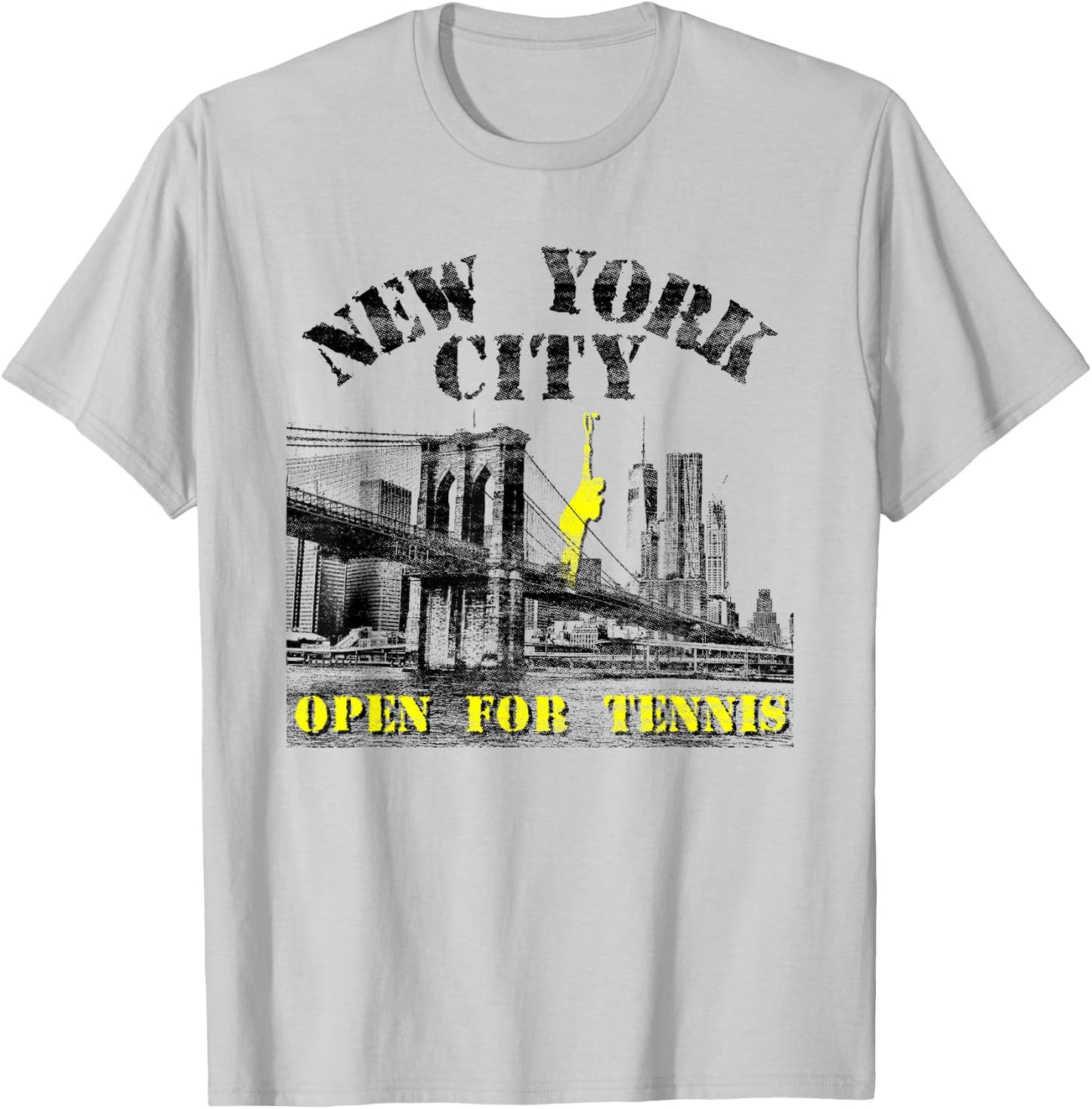New York City Open for Tennis | Vintage Look | NYC Skyline T-Shirt - T-Shirt | Ash
