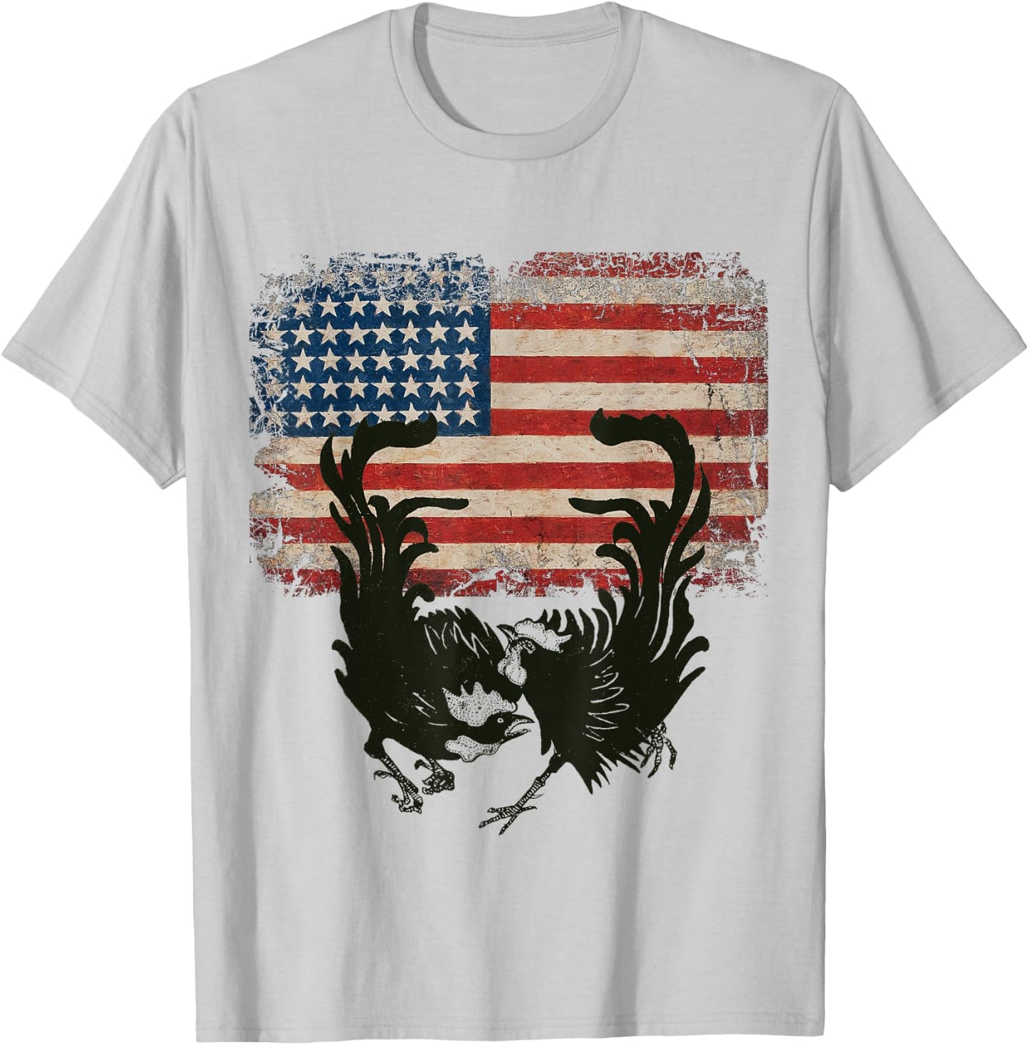 Vintage US Flag Fight Cock Fighting Game Fowl American flag Men T-Shirt - T-Shirt | Ash