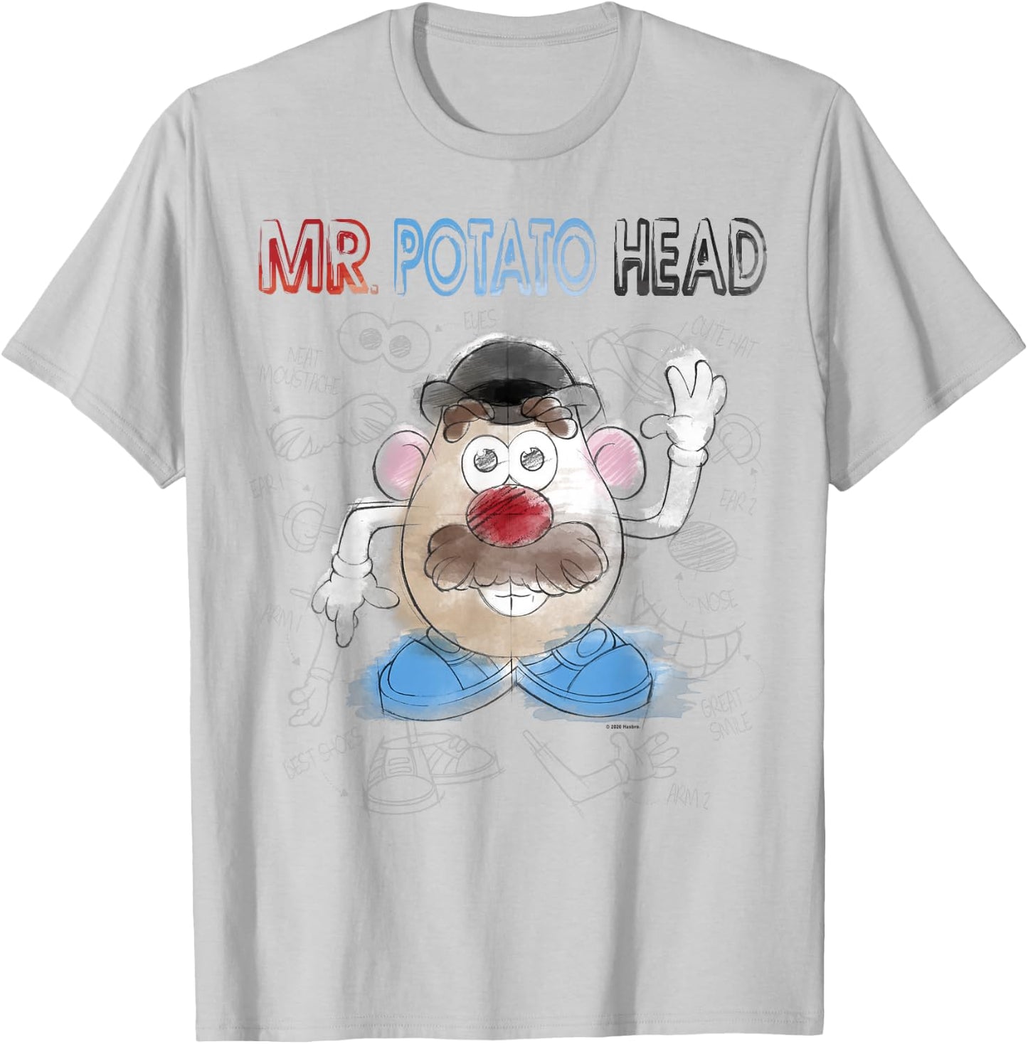 Mr. Potato Head Sketch Portrait T-Shirt - T-Shirt | Ash