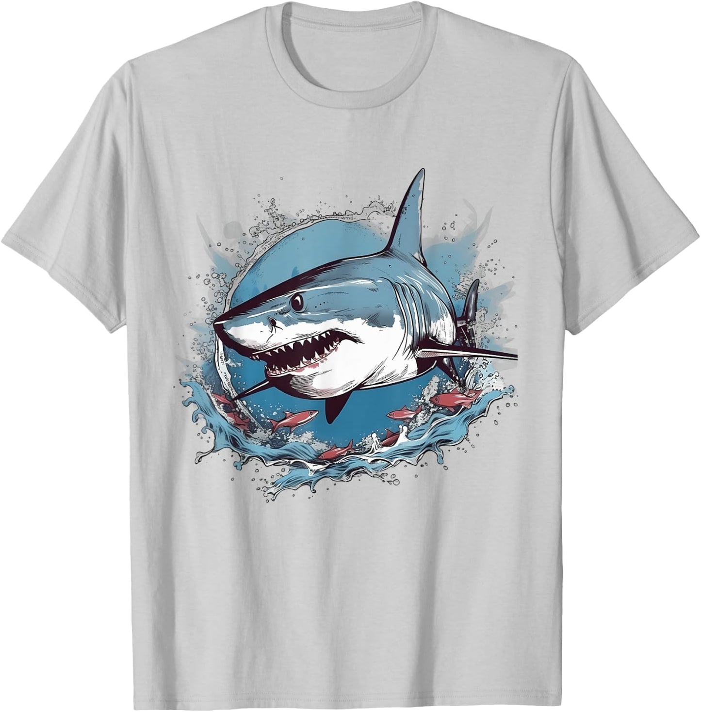 Retro Style Great White Shark T-Shirt - T-Shirt | Ash