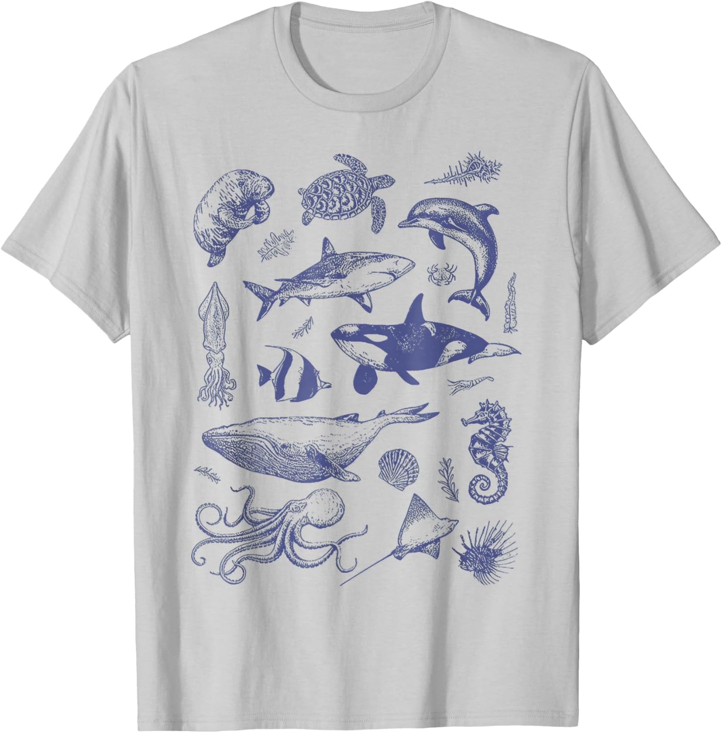 Vintage 90s Tattoo Sea Animal Ocean T-Shirt - T-Shirt | Ash