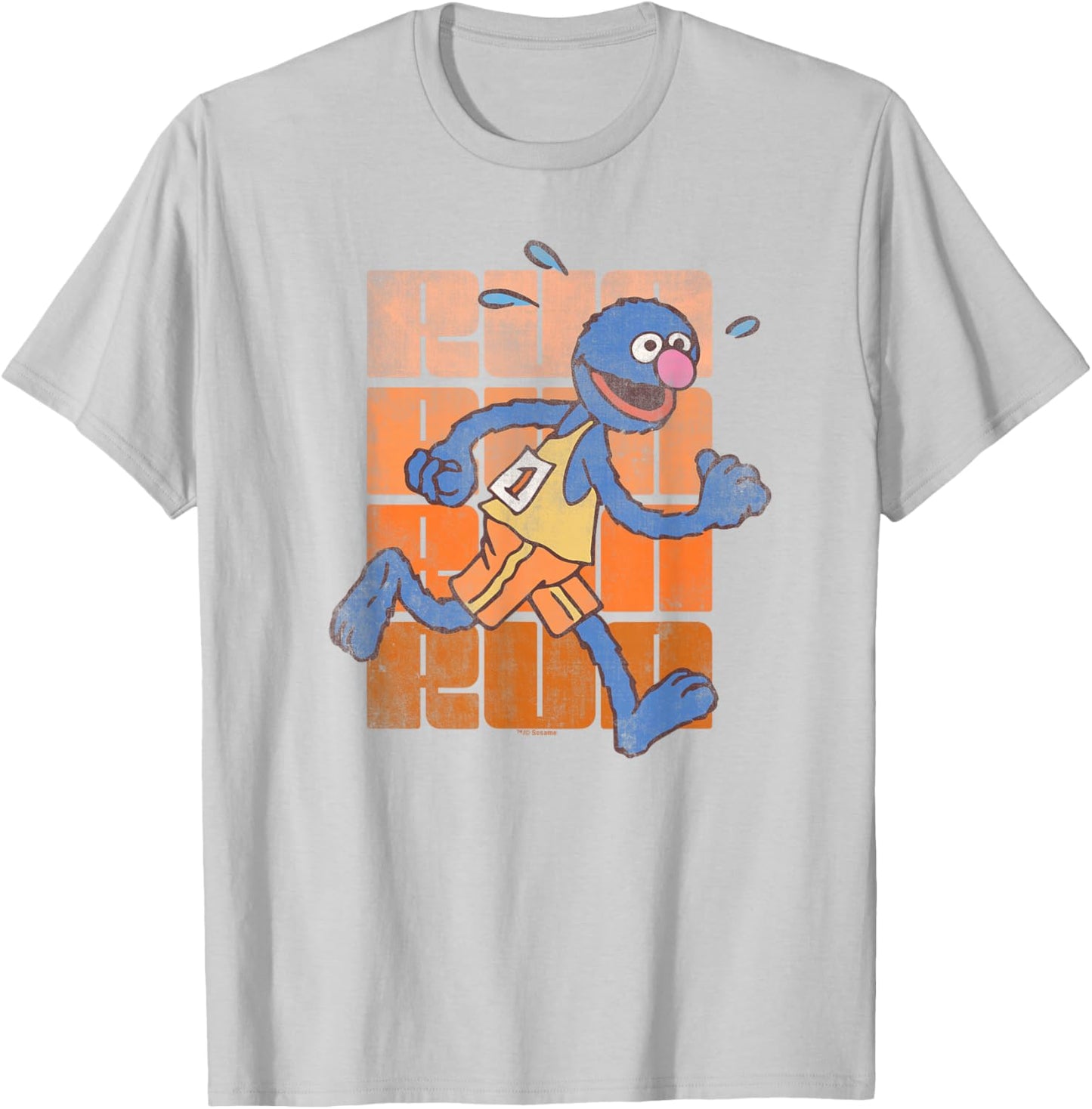 Sesame Street Run Run Grover T-Shirt - T-Shirt | Ash