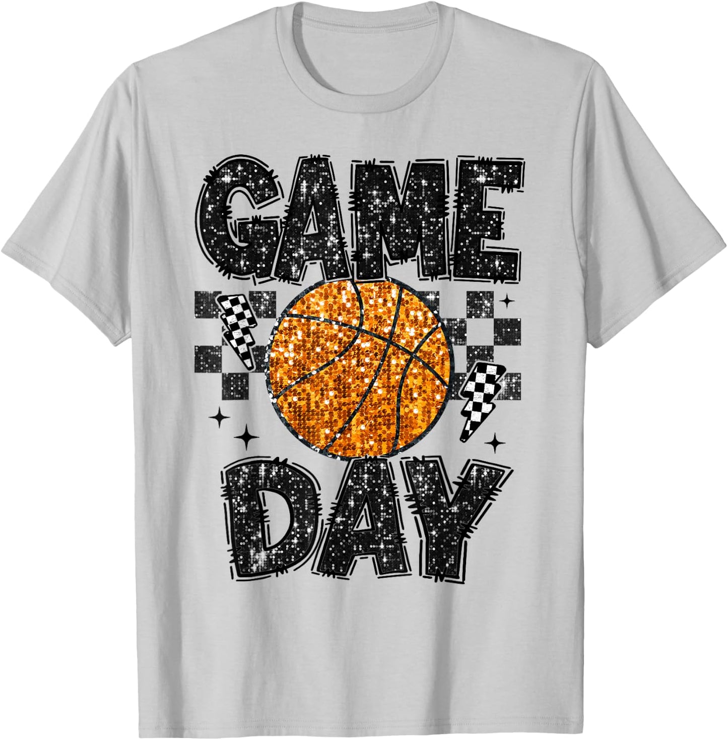 Game Day Basketball Life Cute Mama Mom Matching Retro T-Shirt - T-Shirt | Ash