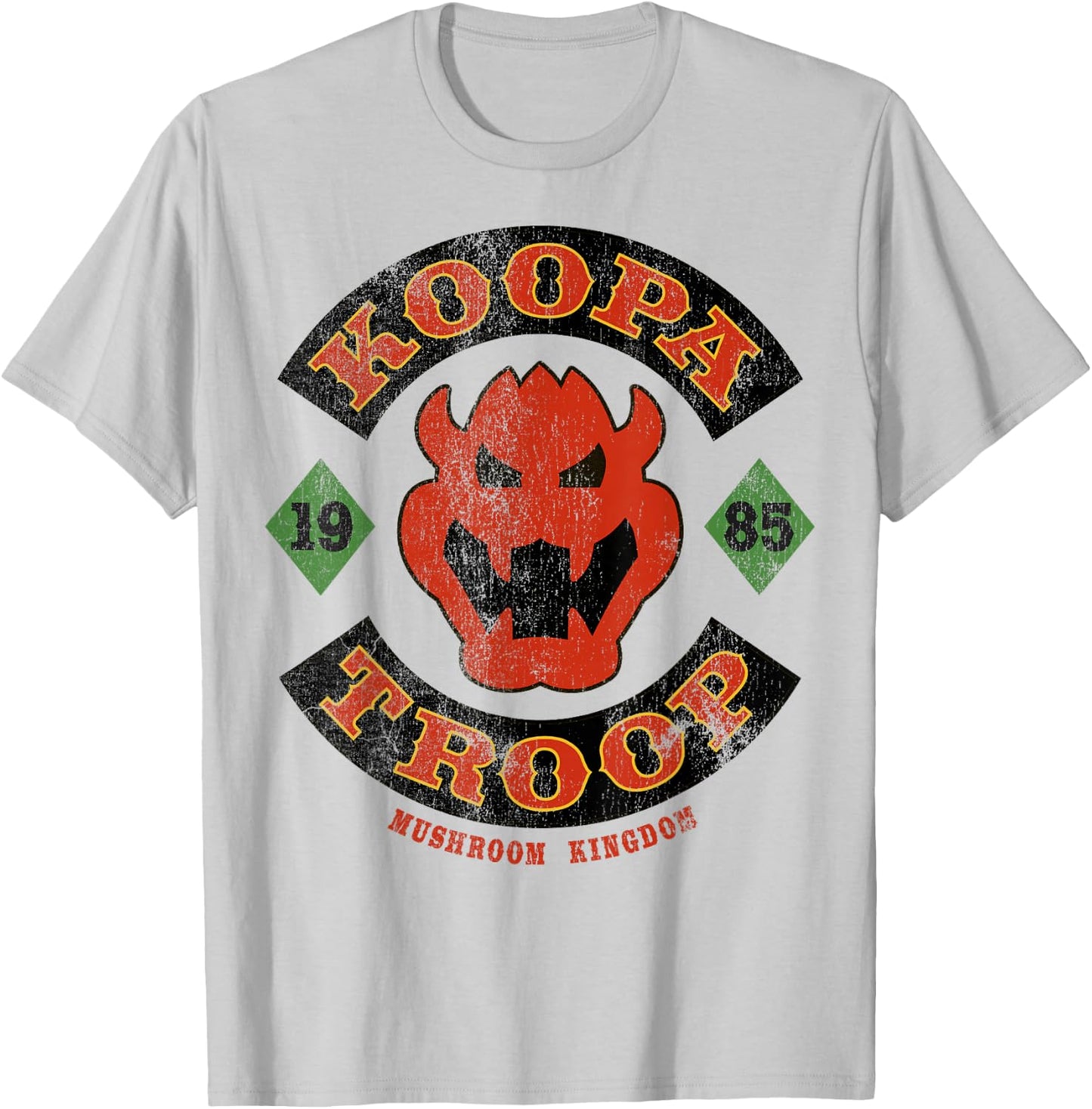 Super Mario Bros Bowser Koopa Troop Vintage Distressed T-Shirt - T-Shirt | Ash