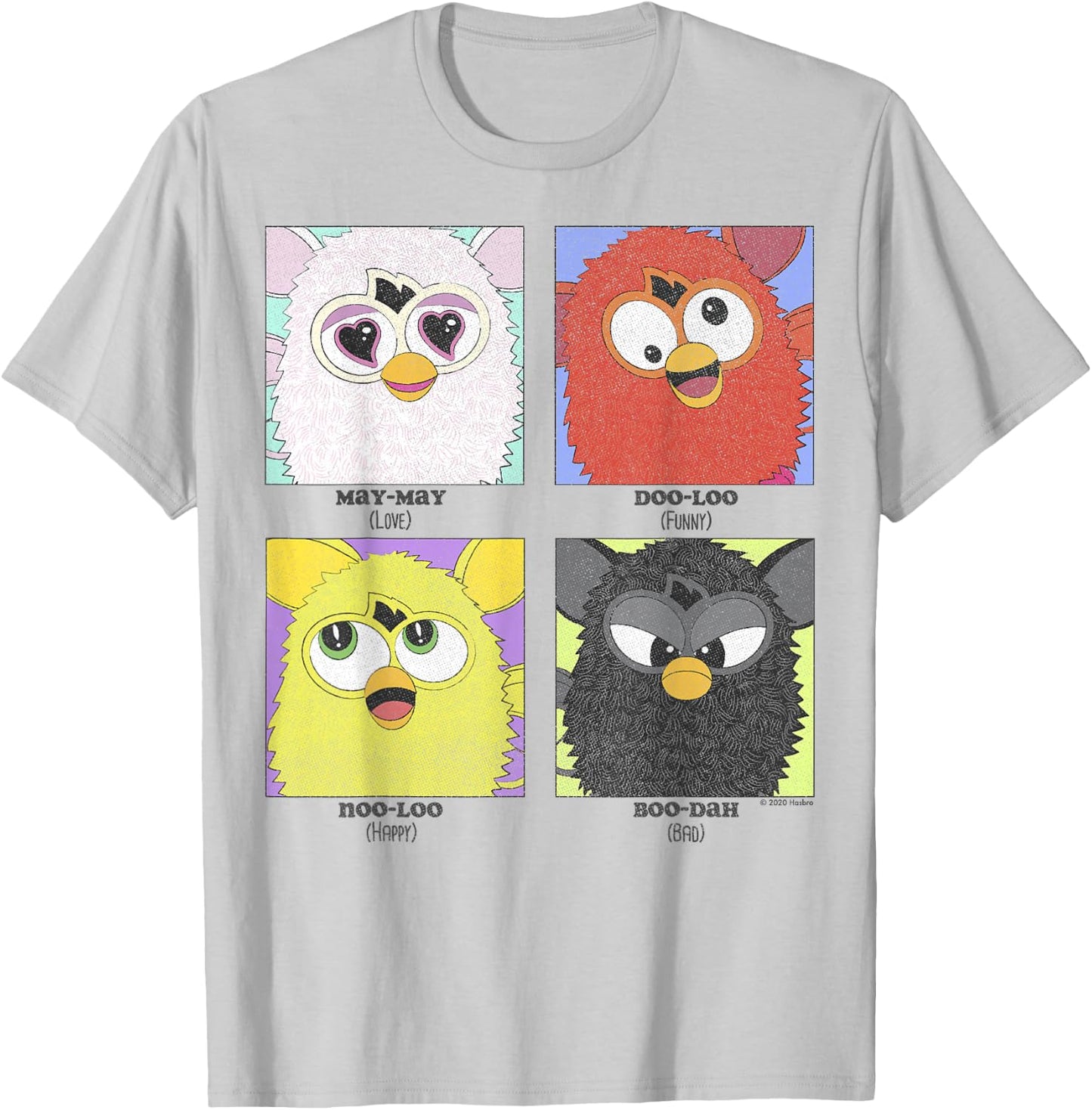 Furby Different Emotions Vintage Box Up T-Shirt - T-Shirt | Ash