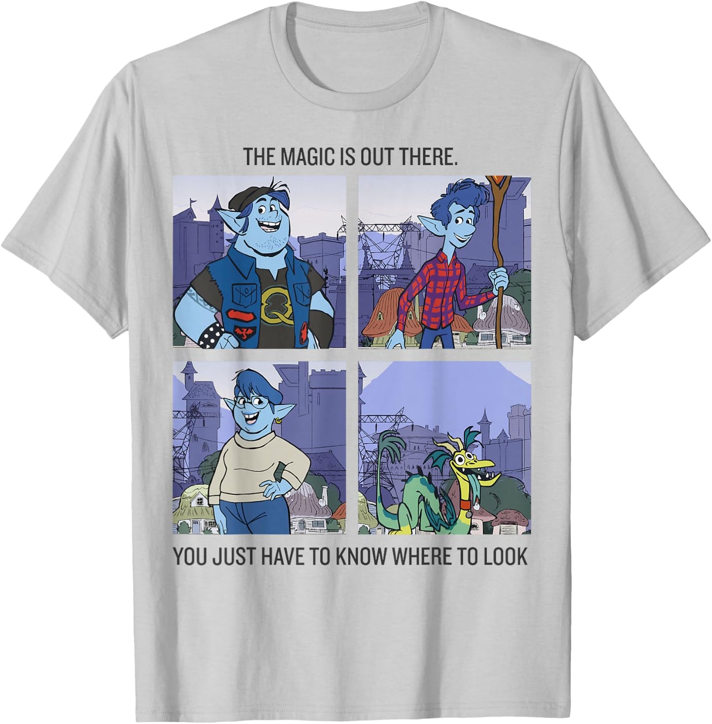 Disney Pixar Onward The Magic Is Out There Panels T-Shirt - T-Shirt | Ash