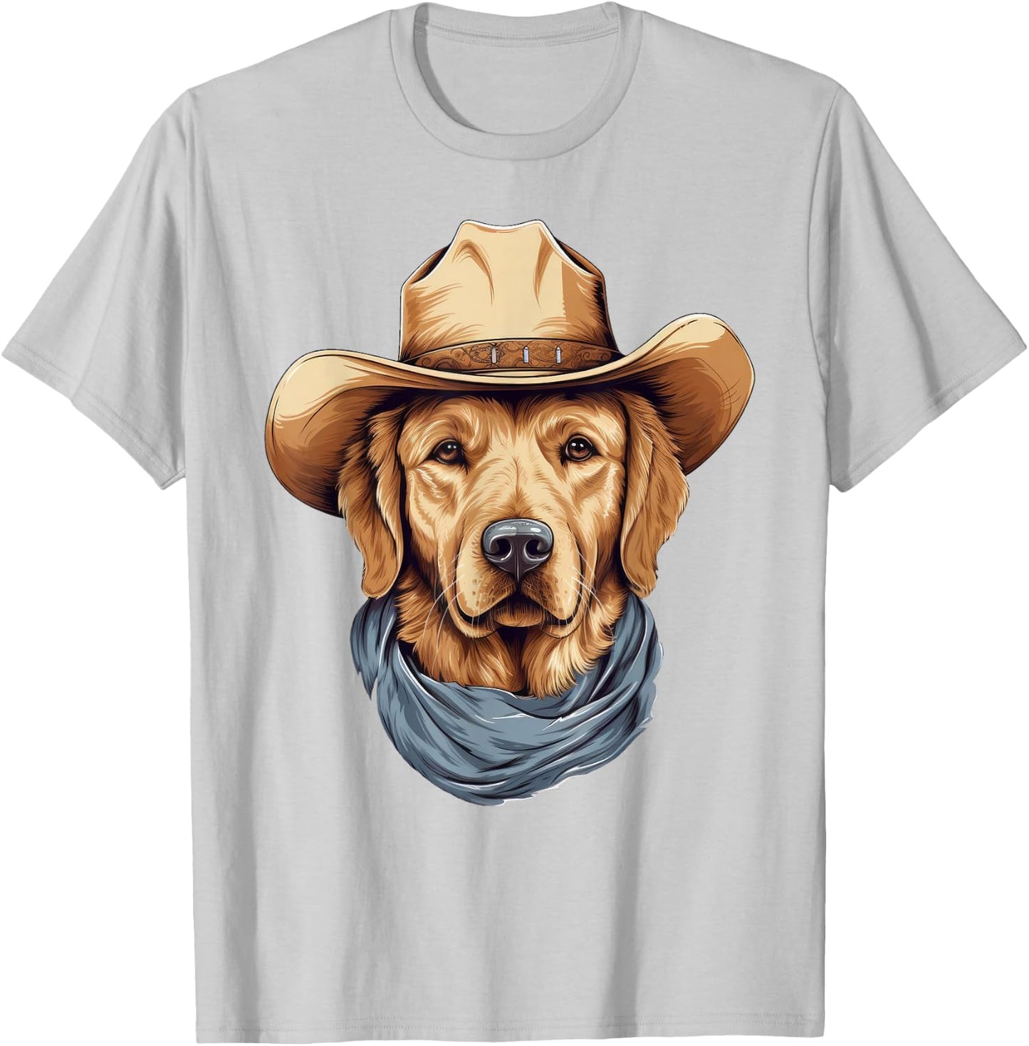 Golden Retriever Dog in Cowboy Hat Golden Retriever Lovers T-Shirt - T-Shirt | Ash