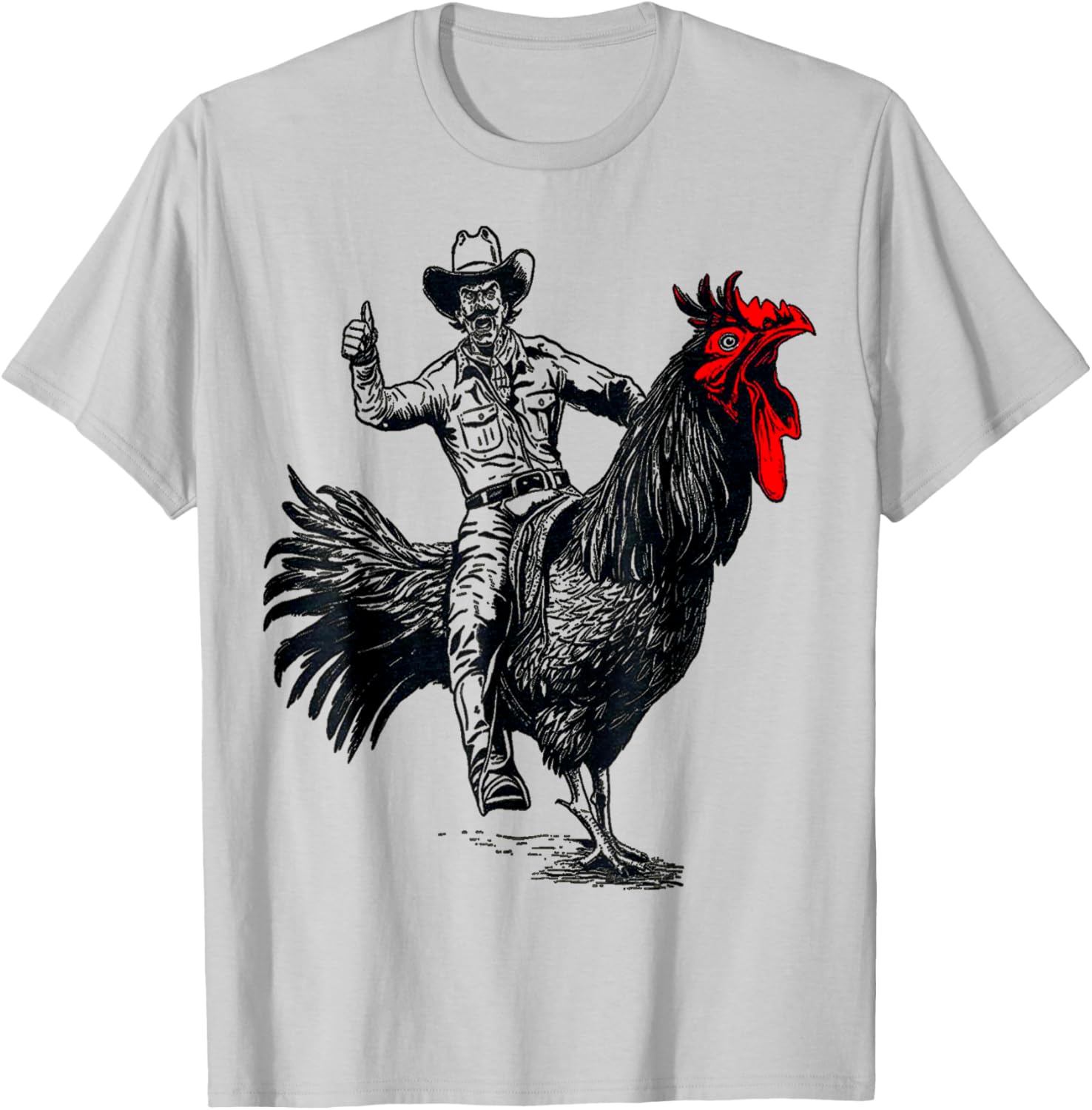funny design Bachelorette Party cool Cowboy Riding Chicken T-Shirt - T-Shirt | Ash
