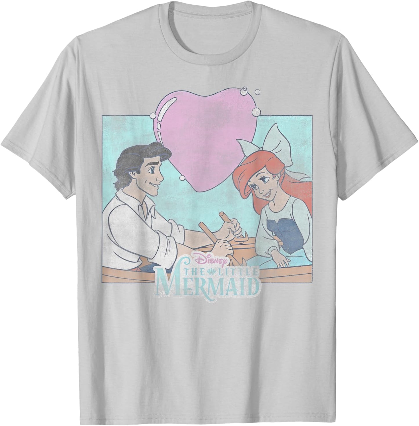 Disney The Little Mermaid Eric & Ariel Heart Portrait Small T-Shirt - T-Shirt | Ash
