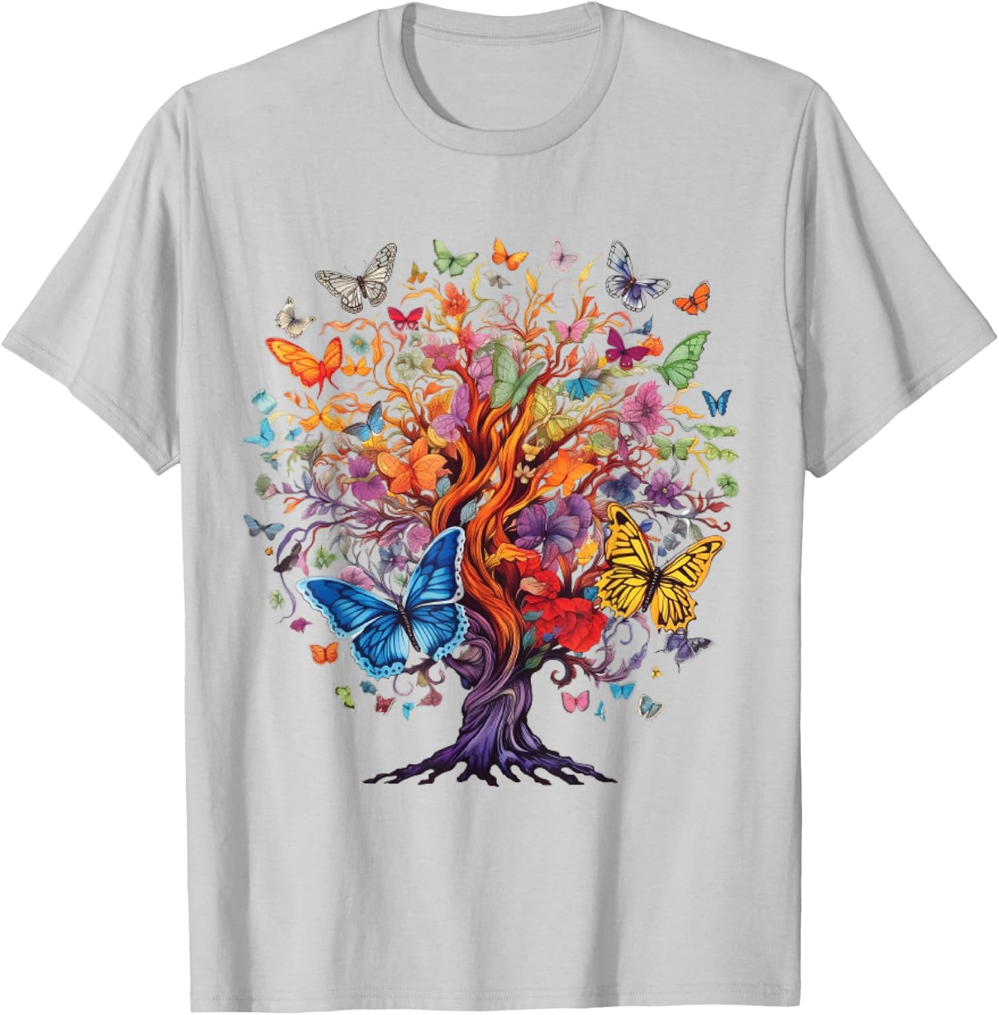 butterfly shirt with flowers, fashion , Gift T-Shirt - T-Shirt | Ash