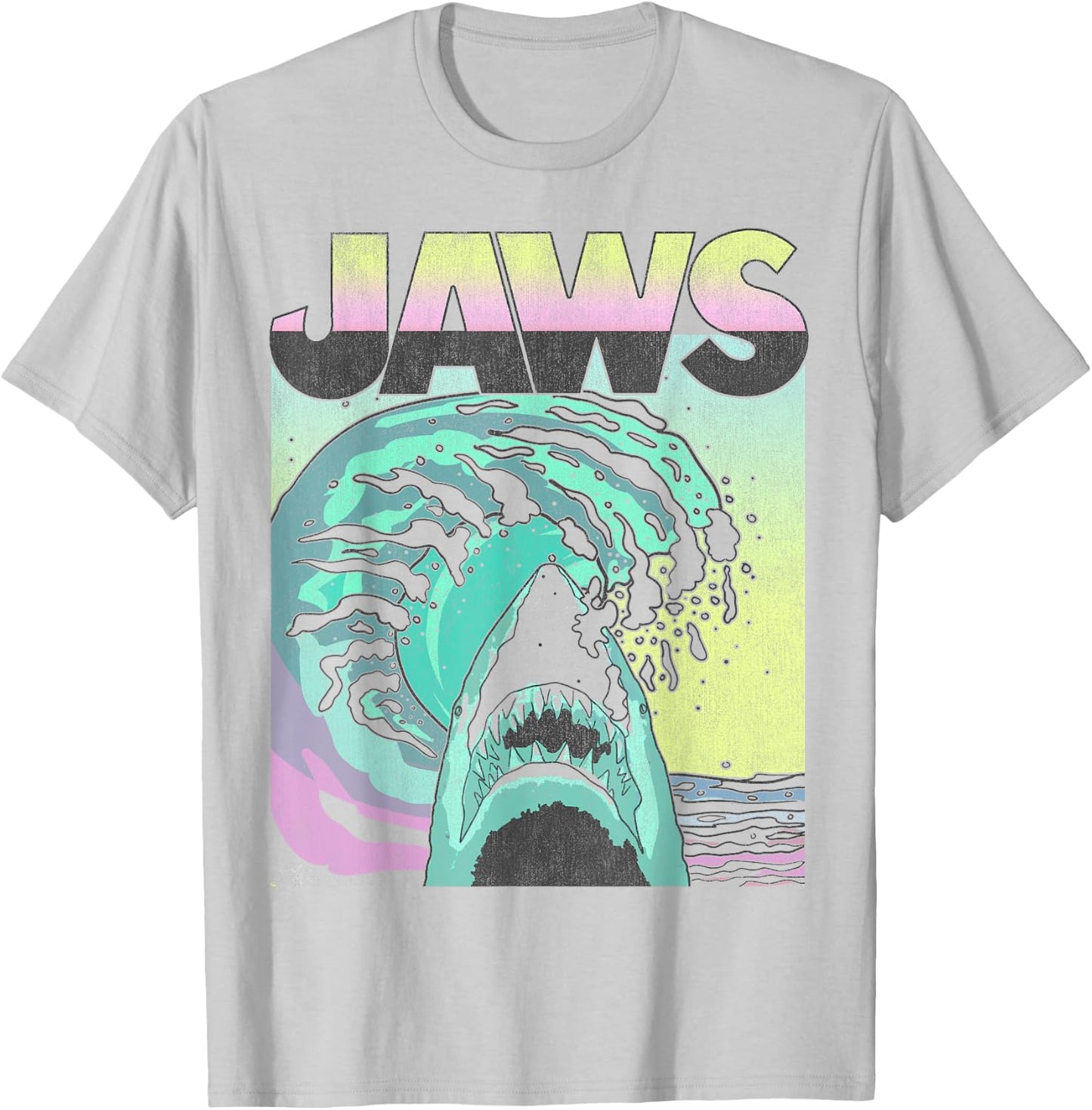 Jaws Retro Wave Poster T-Shirt - T-Shirt | Ash