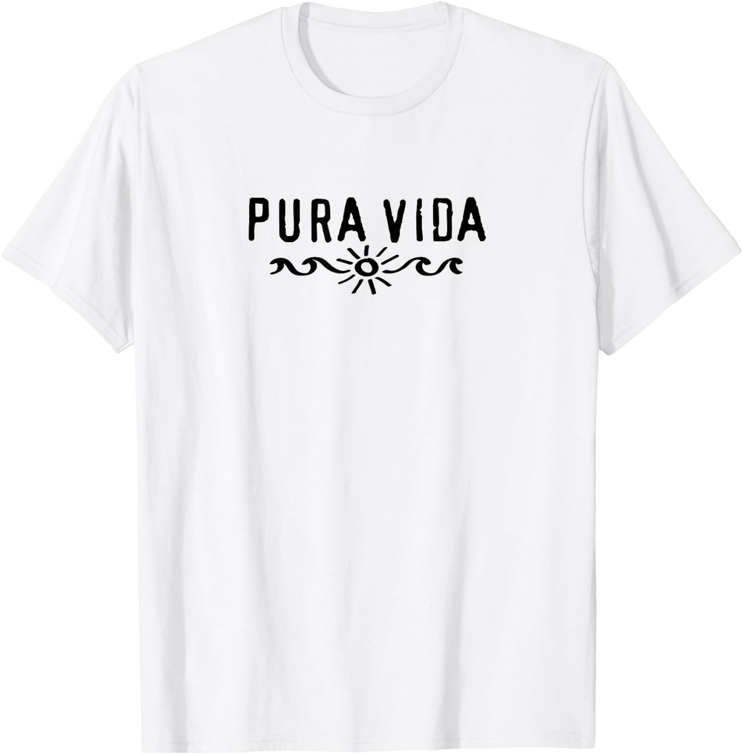 Pure Life, Costa Rica, wave, sun, happiness, motivation, fun T-Shirt - T-Shirt | White