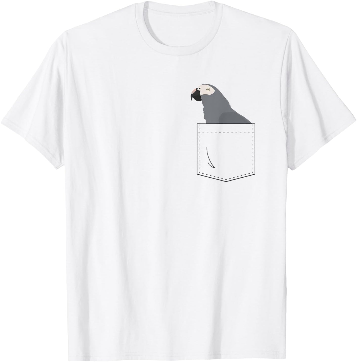 Timneh African Grey Parrot in Fake Pocket T-Shirt - T-Shirt | White