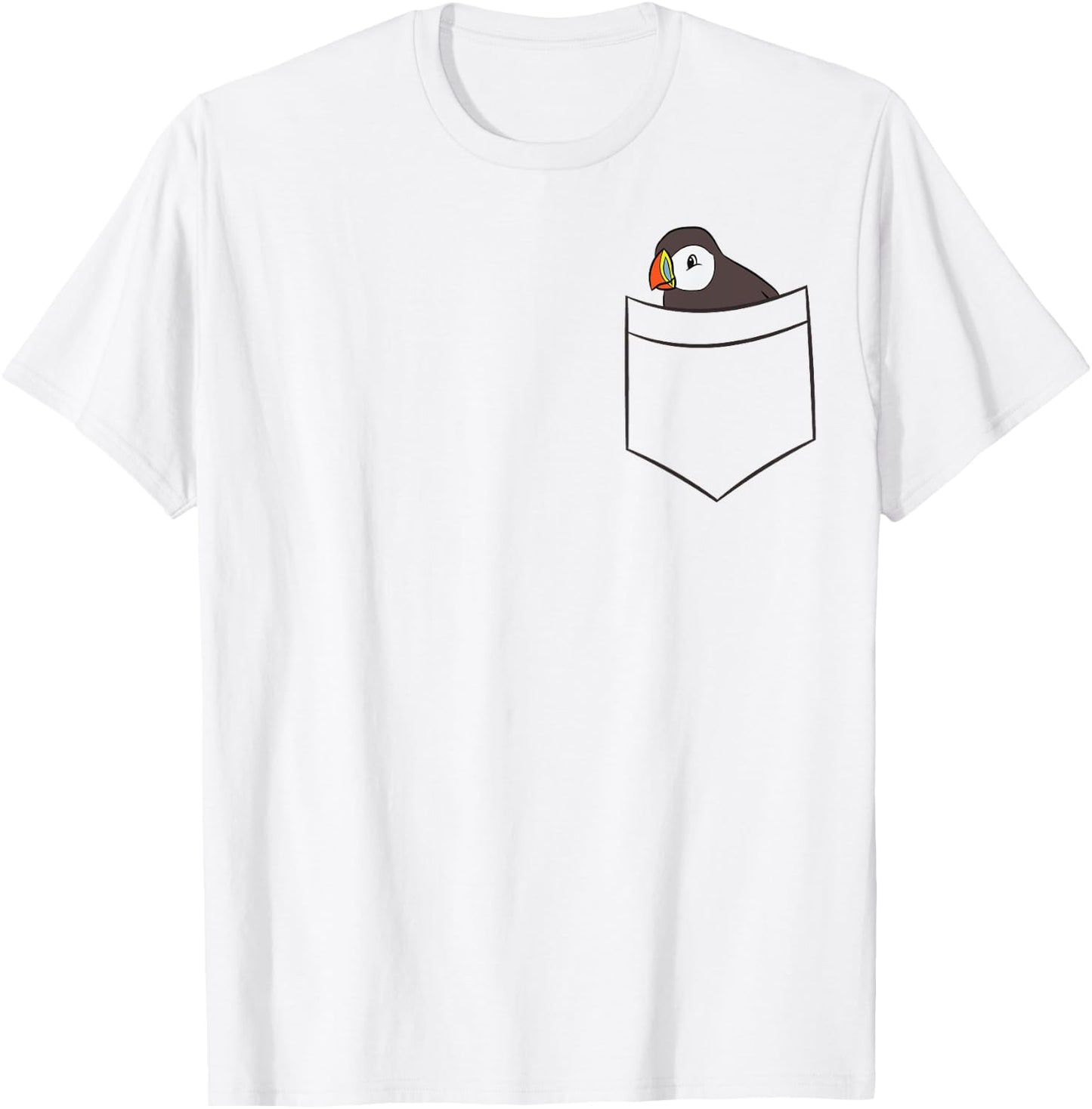 Puffin In The Pocket Seabird Iceland Pocket Puffin T-Shirt - T-Shirt | White