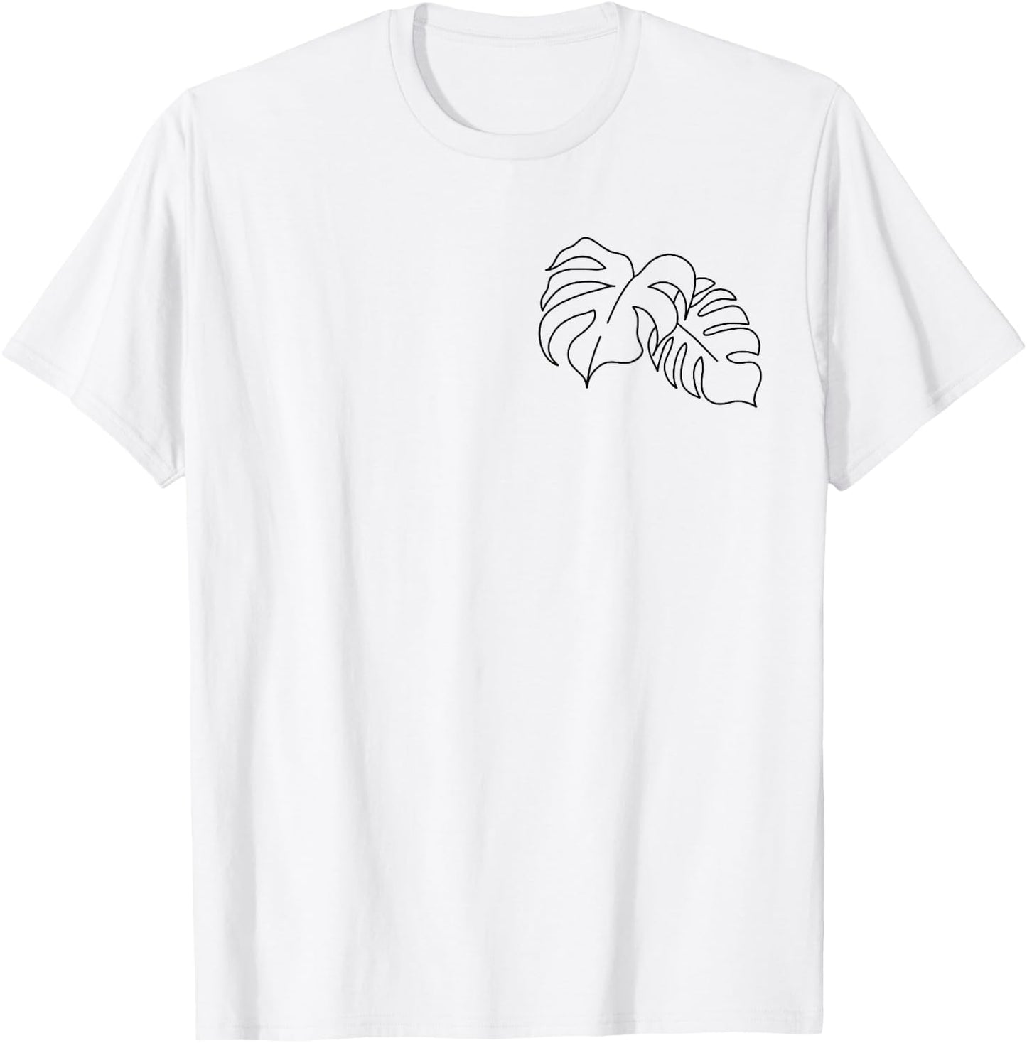 Plant Dad Plant Mom, Minimalist Monstera Deliciosa Line Art T-Shirt - T-Shirt | White