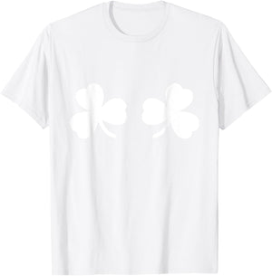 Shamrock Boobies - Adult Green Irish Breasts Lucky Clovers T-Shirt - T-Shirt | White