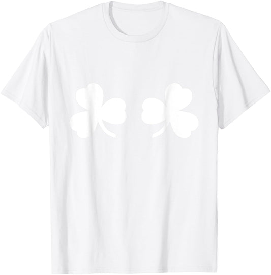Shamrock Boobies - Adult Green Irish Breasts Lucky Clovers T-Shirt - T-Shirt | White