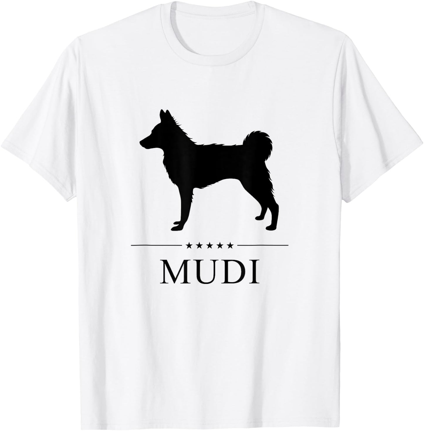 Mudi Dog Black Silhouette T-Shirt - T-Shirt | White