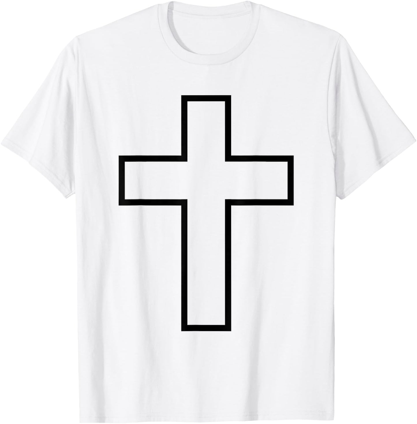Black Cross Symbol Silhouette Outfit Sacred God Design Cross T-Shirt - T-Shirt | White