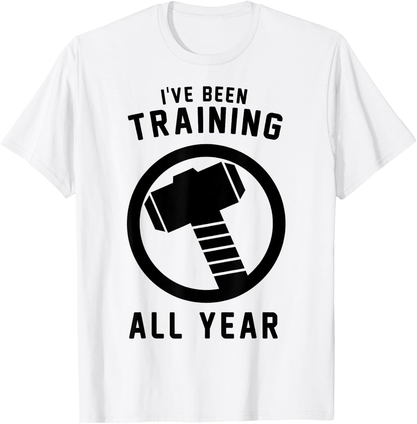 Marvel Avengers Thor I've Been Training All Year Hammer Logo T-Shirt - T-Shirt | White