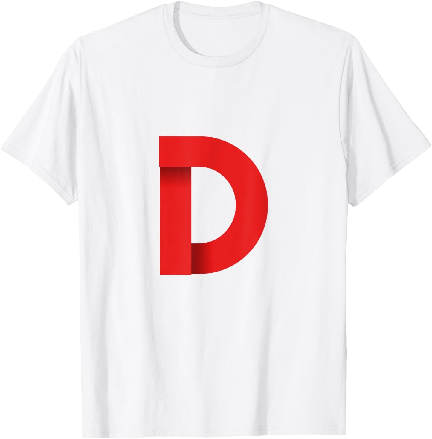 White With Red Letter D T-Shirt - T-Shirt | White