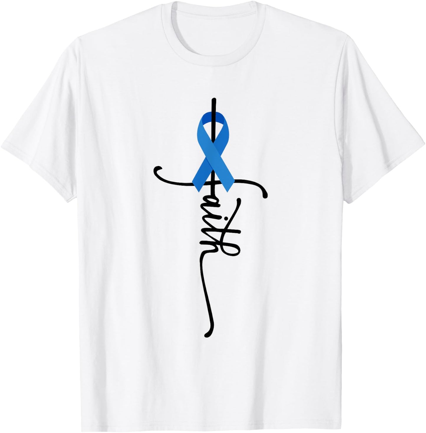 Colon Cancer Awareness Colon Cancer Faith - Grey, , Short Sleeve, Small T-Shirt - T-Shirt | White