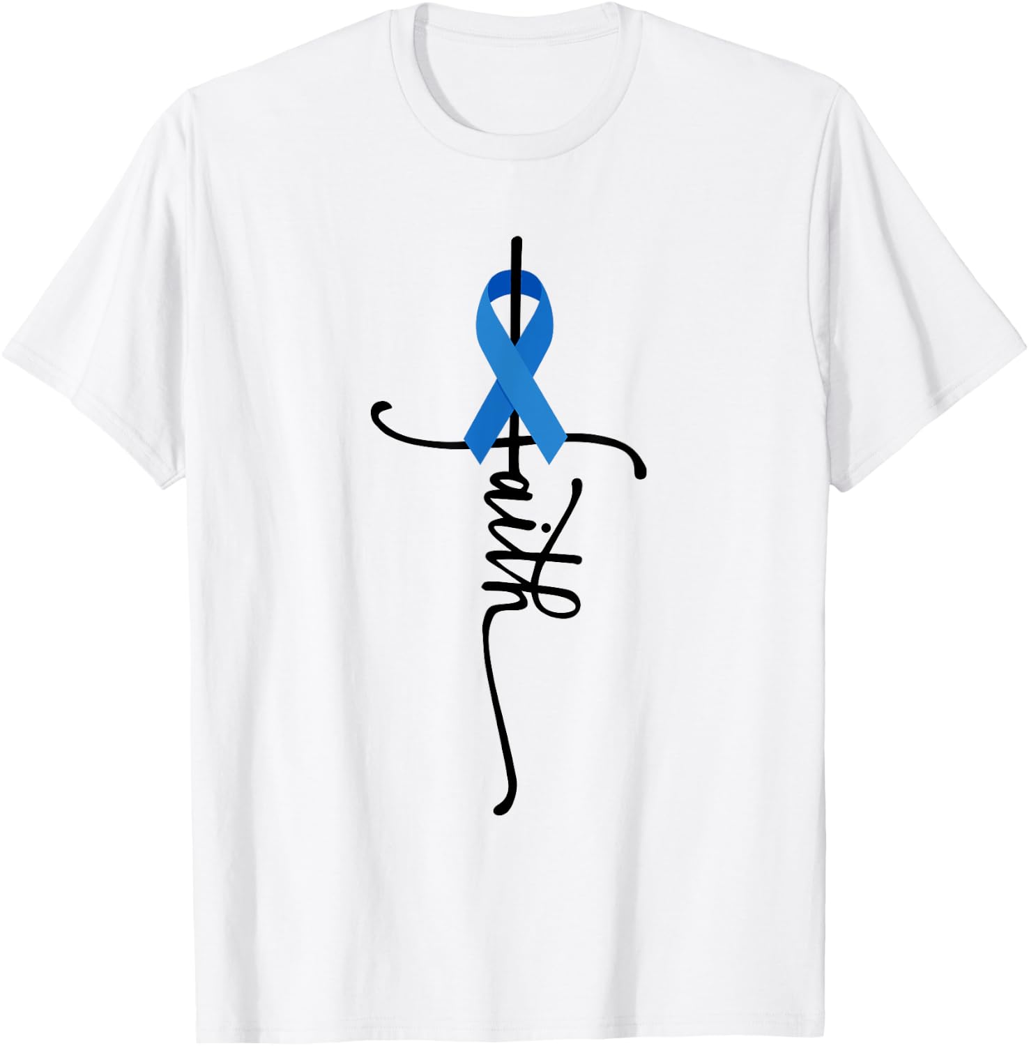 Colon Cancer Awareness Colon Cancer Faith - Grey, , Short Sleeve, Small T-Shirt - T-Shirt | White