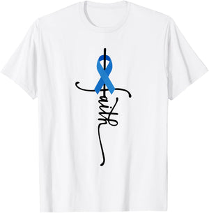Colon Cancer Awareness Colon Cancer Faith - Grey, , Short Sleeve, Small T-Shirt - T-Shirt | White