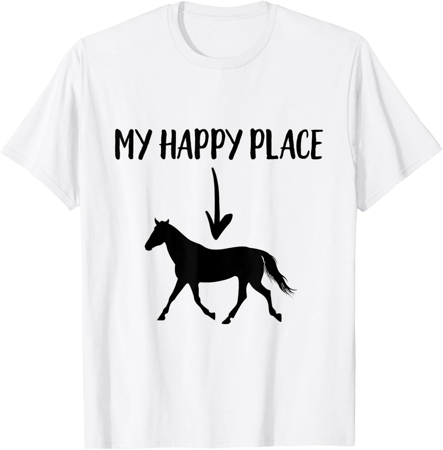 Horse My Happy Place Riding Equestrian Vaulting Dressage T-Shirt - T-Shirt | White