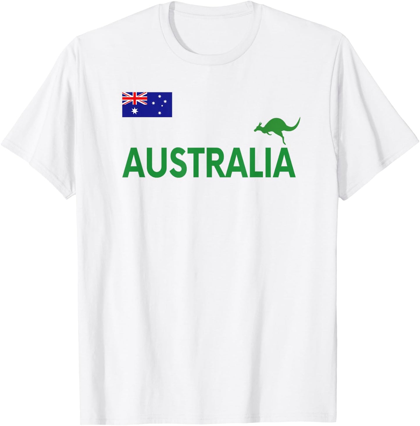 Australian Flag Kangaroo Soccer Rugby Football Swim Cheer Gift T-Shirt - T-Shirt | White