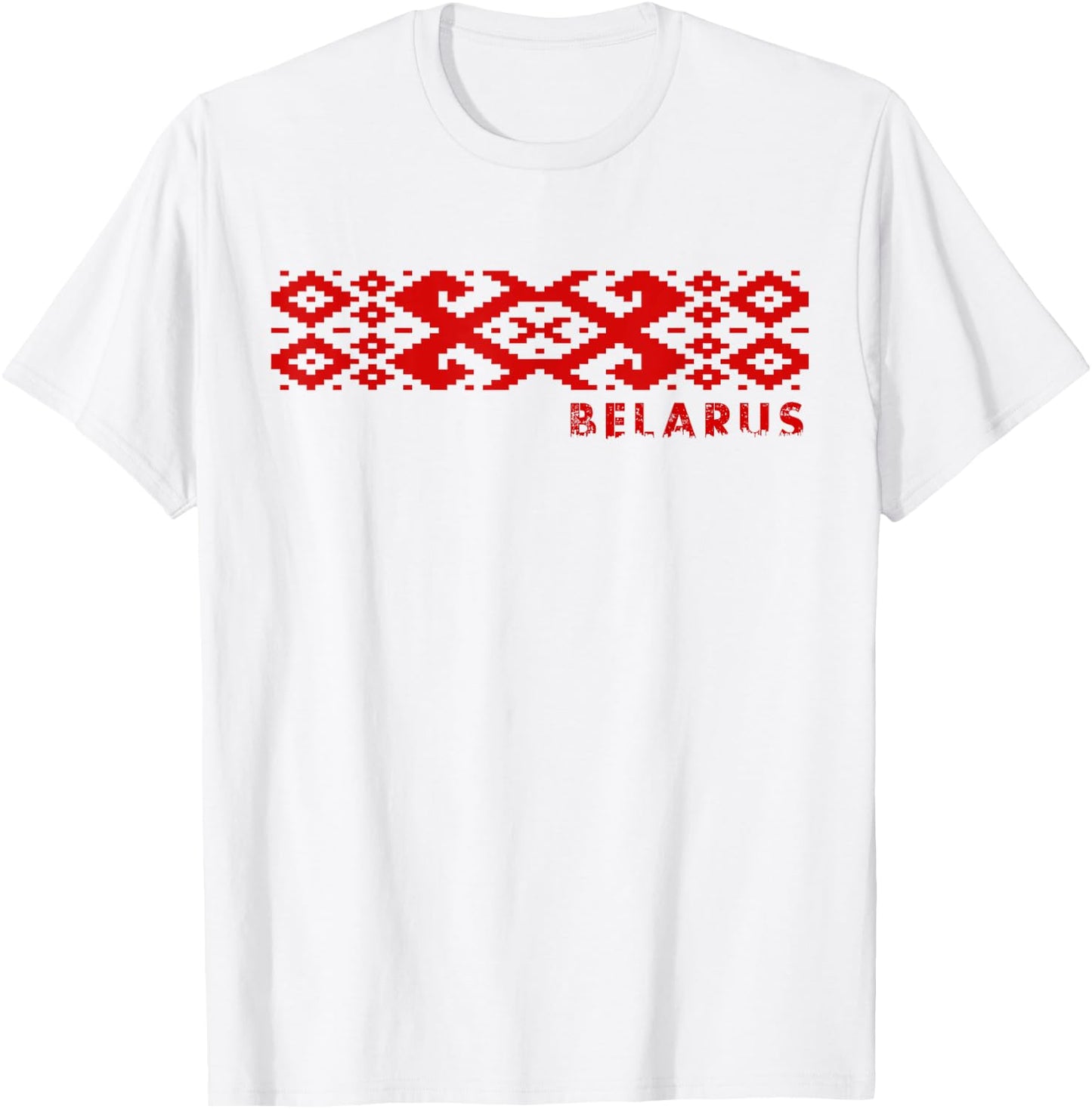 Belarus National Ornament Pattern Old Flag Pagonya T-Shirt - T-Shirt | White