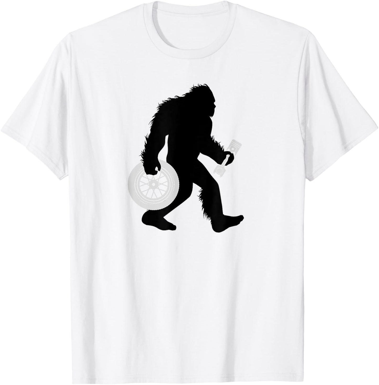 Bigfoot Mechanic Sasquatch Tire Technician T-Shirt - T-Shirt | White