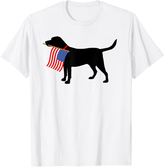 Labrador Retriever Patriotic Pooch USA Flag Dog Gift T-Shirt - T-Shirt | White