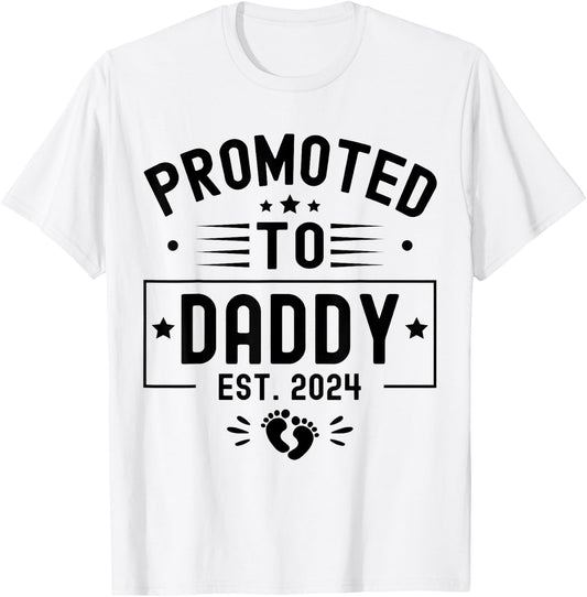 Promoted To Daddy Est. 2024 Soon To Be Dad New Daddy 2024 T-Shirt - T-Shirt | White