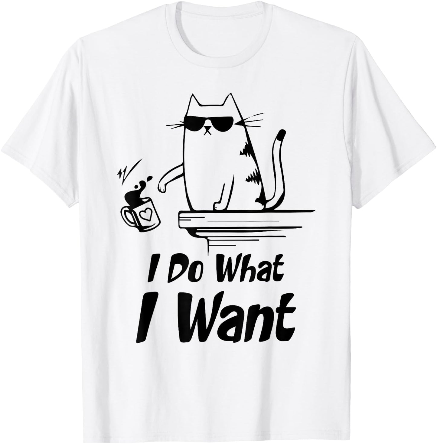 Do What I Want Black Cat Red Cup Funny Graphic Women Girls Kids T-Shirt - T-Shirt | White