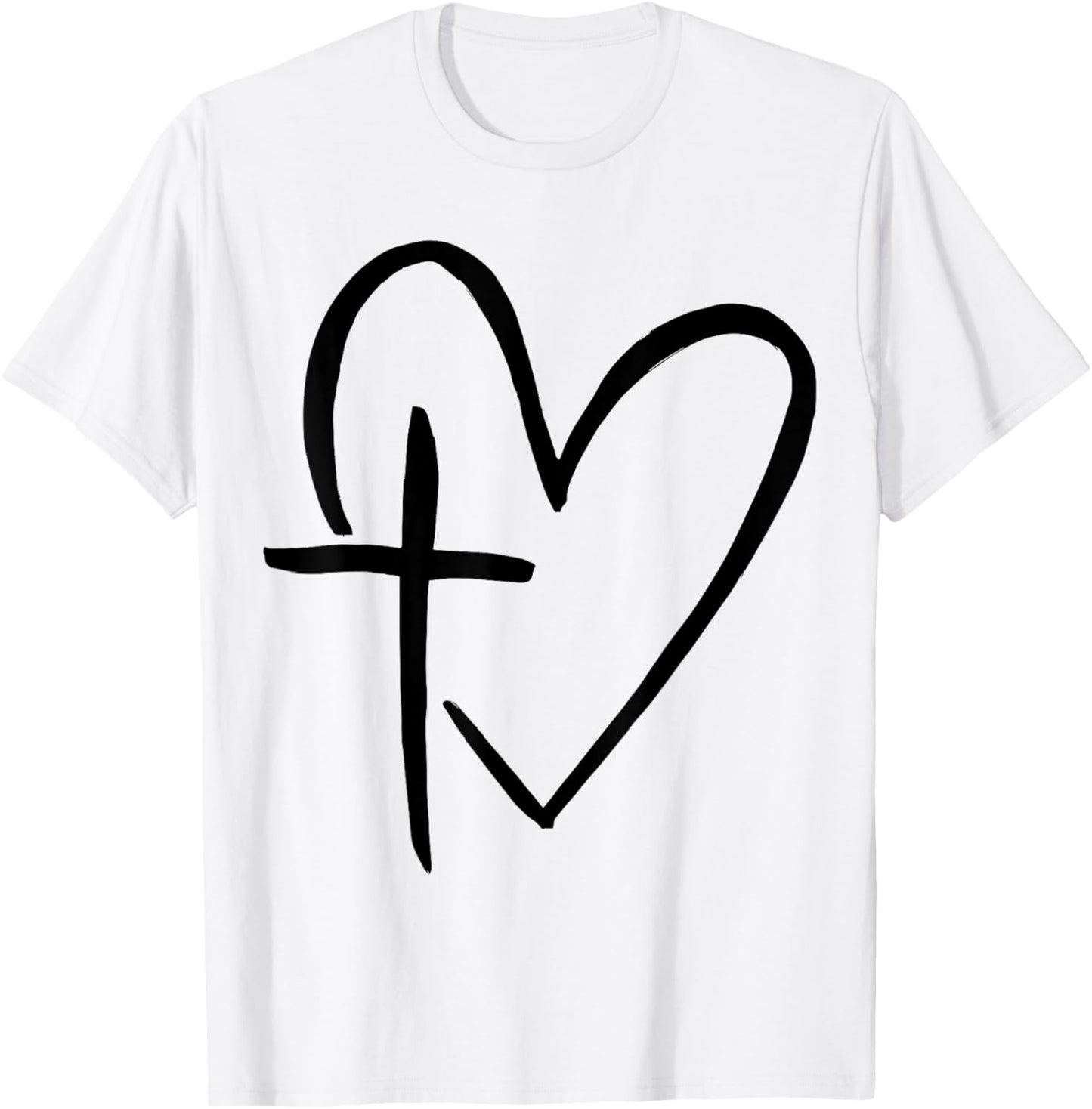 Stylish Cross In Heart Christian Heart Christian Cross T-Shirt - T-Shirt | White