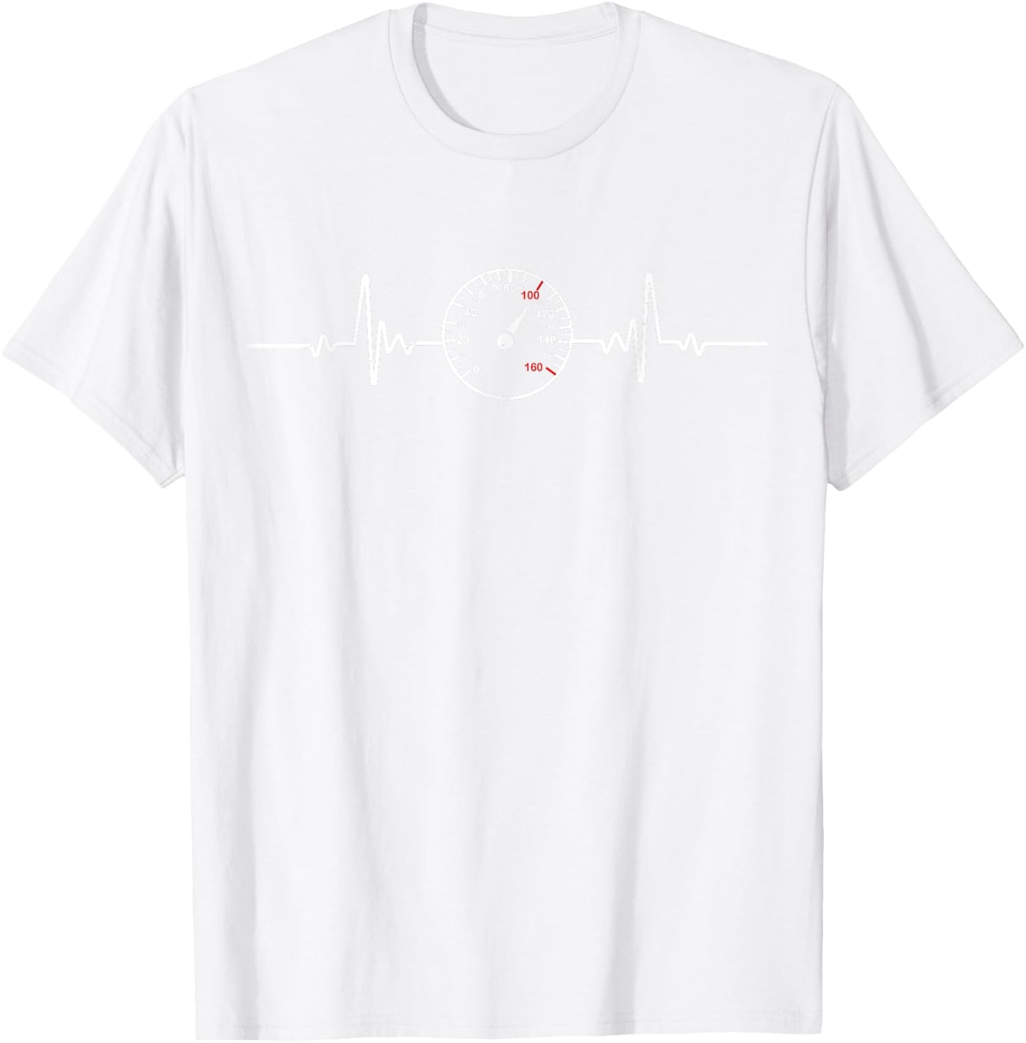 Heartbeat Car Guy Auto Garage Racing Men Dad Speedometer T-Shirt - T-Shirt | White