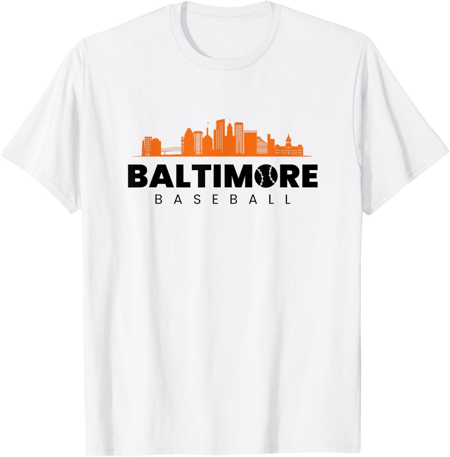 Baltimore Baseball Minimalist City Skyline Baseball Lover T-Shirt - T-Shirt | White
